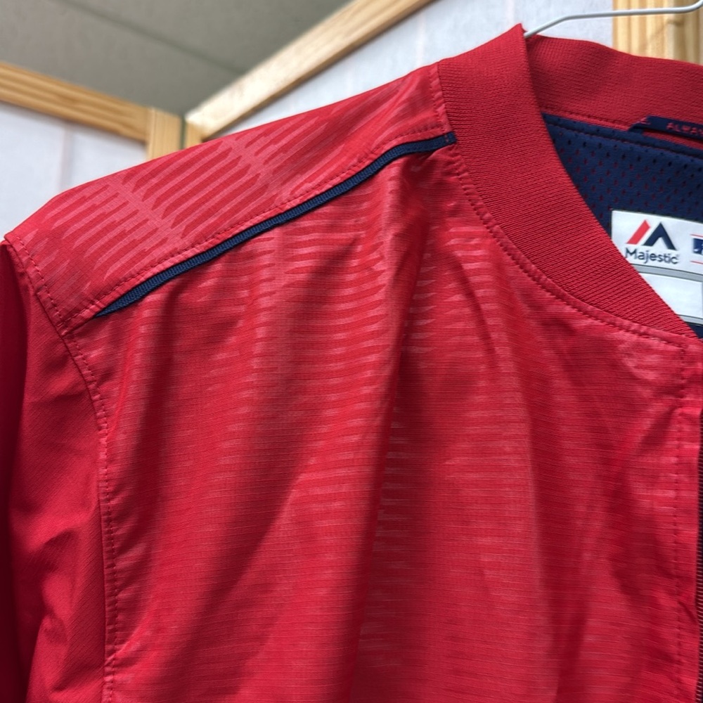 Majestic Authentic baseball tag. Red Quarter-Zip Jacket, Cardinal baseball (OLCC - Picture 6 of 15